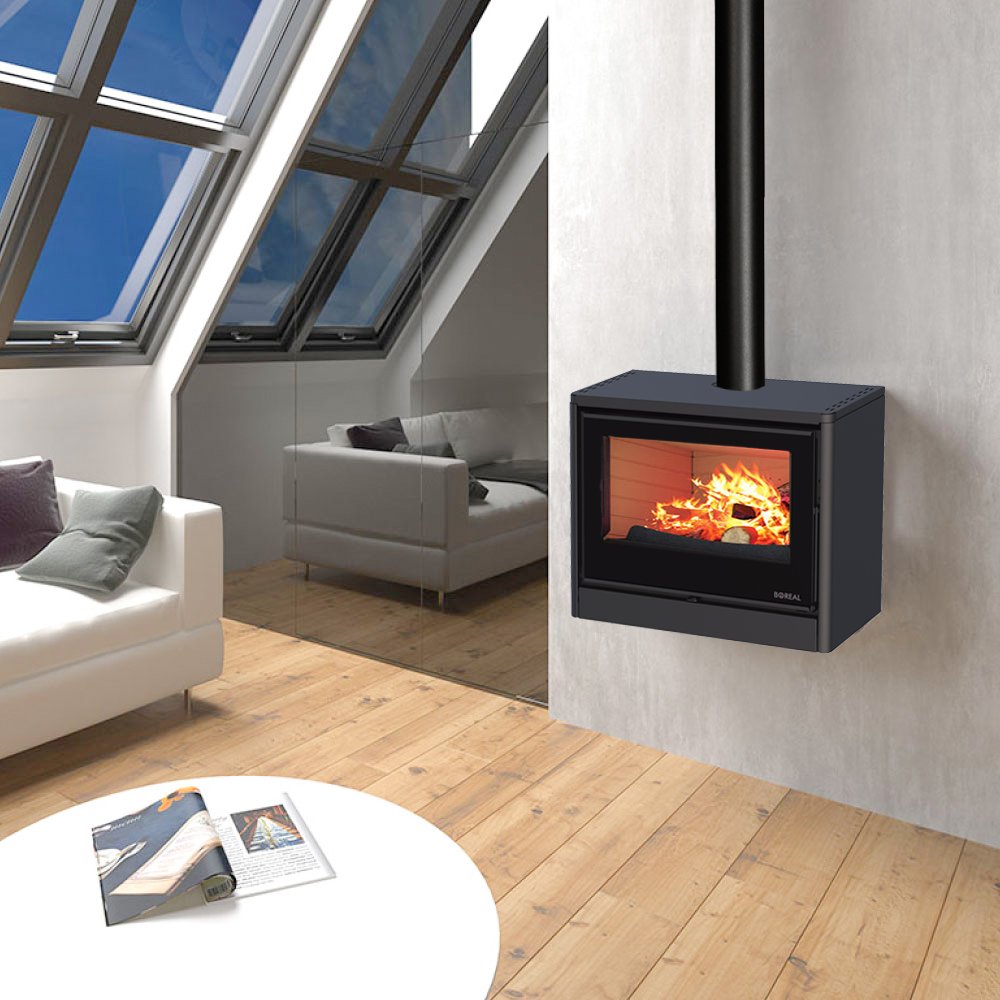 Bronpi Boreal E1000S Wood Fireplace With Wall Mount Kit