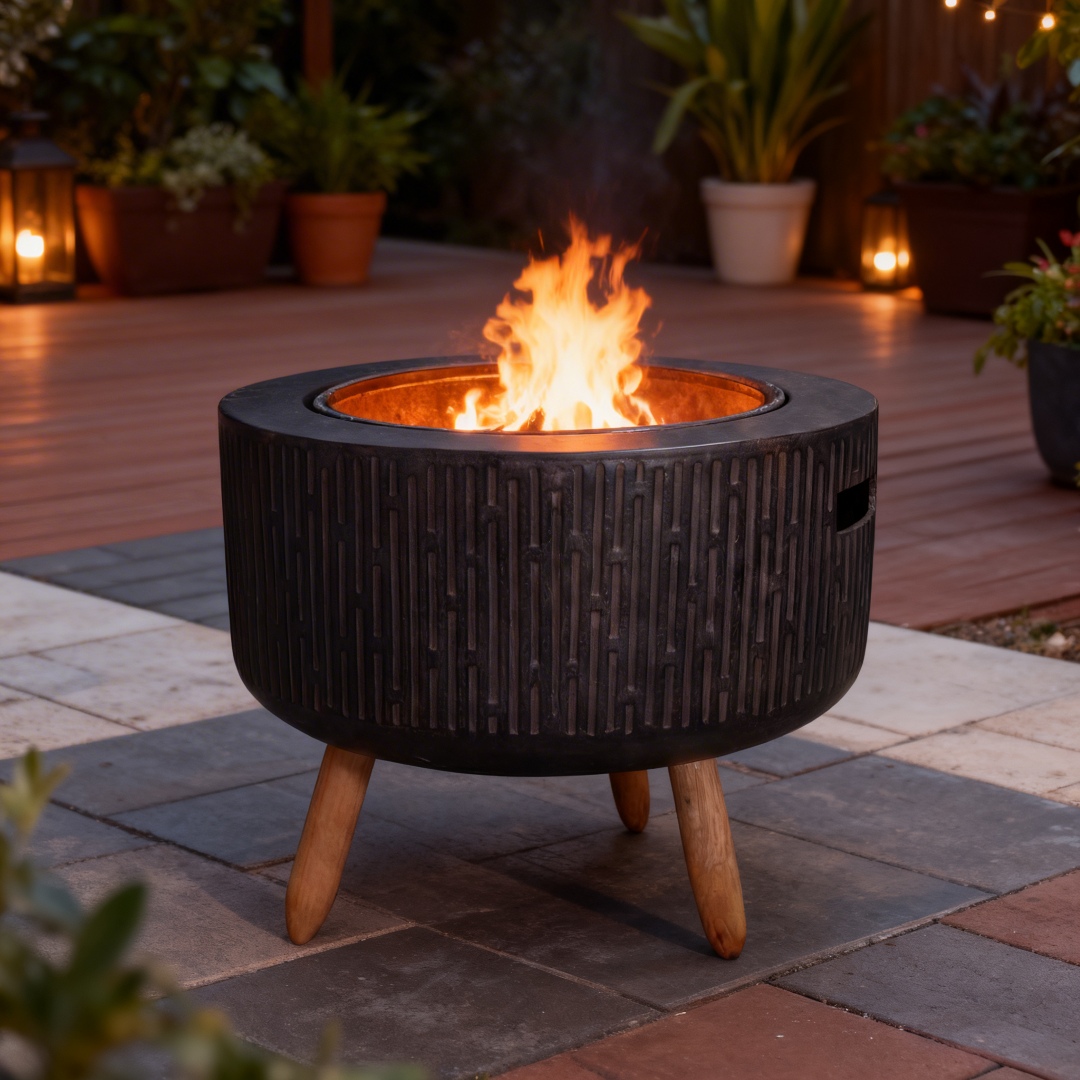 ENJI WOOD FIRE PIT WITH BBQ FUNCTION (LIGHTWEIGHT)